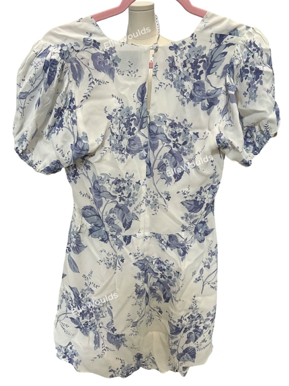 Reformation Grady Dress Cream and Blue Floral Tie-Front Mini Dress Size 6 - Picture 4 of 6